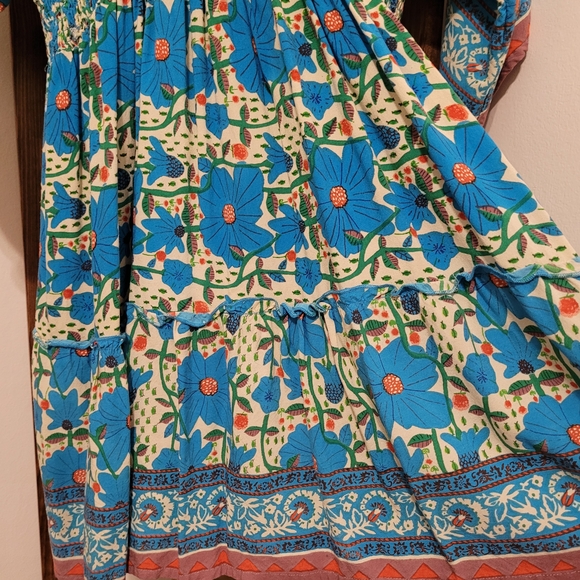 NATURAL LIFE Blue and Orange Floral Mini Dress - Picture 3 of 6